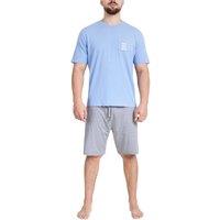 Smart Living Men's Relaxed-Fit Pocket Tee & Shorts PJ Set - Breathable & Comfortable in Blue | Size: 2XL