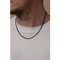 Outrage London Men's Black Personalised 3MM Minimalistic Cuban Necklace | Size: 16 inches