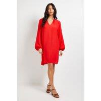Wallis Women's Viscose Seam Detail Collarless Shift Dress in Red | Size: 14