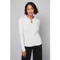 Wallis Women's Keyhole Collared Knitted Top in Sage | Size: Small