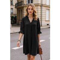 Women's Stylish Puff Sleeve Casual Dress in Black | Size: Small