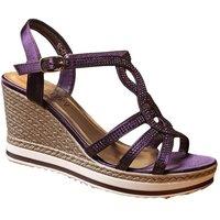 IVACHY Women's Crystal Sparkling Shine Espadrille Style Platform Wedge Sandals in Purple | Size: 5
