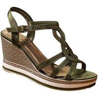 IVACHY Women's Crystal Sparkling Shine Espadrille Style Platform Wedge Sandals in Green | Size: 3