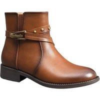 IVACHY Women's Metalic studs Almond Toe Fur Lining Ankle Boots with Buckle & Zip Closure in Camel | Size: 5
