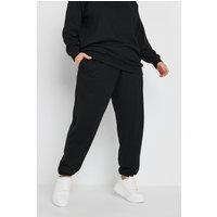 Yours Women's Elasticated Cuffed Joggers in Black | Size: 34-36