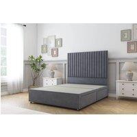 Sloomy Manhattan Plush Divan Bed Base No Drawers - 26 Headboard in Dark Grey | Size: Single