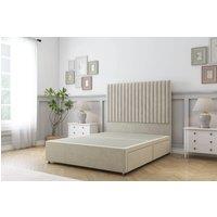 Sloomy Manhattan Plush Divan Bed Base 2 Drawers Same Side - 26" Headboard in Cream | Size: King
