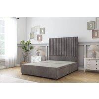 Sloomy Manhattan Naples Divan Bed Base 2 Drawers Same Side - 26" Headboard in Grey | Size: Small Double