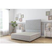 Sloomy Manhattan Plush Divan Bed Base No Drawers - 54 Headboard in Silver | Size: Small Double
