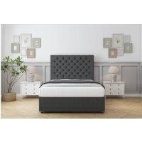Sloomy Mayfair Dumfries Divan Bed Base No Drawers - 26" Headboard in Dark Grey | Size: Small Single