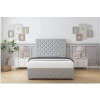 Sloomy Mayfair Plush Divan Bed Base 4 Drawers - 26" Headboard in Silver | Size: Double