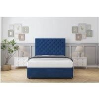 Sloomy Mayfair Plush Divan Bed Base 4 Drawers - 26" Headboard in Blue | Size: Super King
