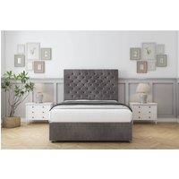 Sloomy Mayfair Naples Divan Bed Base 4 Drawers - 26" Headboard in Grey | Size: Small Double