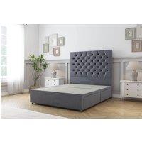 Sloomy Mayfair Plush Divan Bed Base 2 Drawers Foot-End - 54" Headboard in Dark Grey | Size: Double