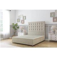 Sloomy Alabama Plush Divan Bed Base No Drawers - 26 Strutted Headboard in Cream | Size: King