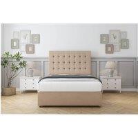 Sloomy Alabama Plush Divan Bed Base No Drawers - 26 Strutted Headboard in Stone | Size: Double