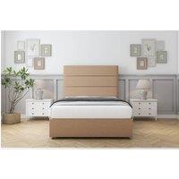 Sloomy Texas Tweed Divan Base No Drawers -26 Headboard in Light Brown | Size: Super King