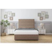 Sloomy Texas Plush Divan Bed Base 2 Drawers Same Side - 26" Headboard in Taupe | Size: Single