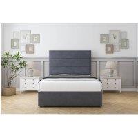 Sloomy Texas Plush Divan Bed Base 2 Drawers Same Side - 26" Headboard in Dark Grey | Size: Super King