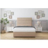 Sloomy Texas Plush Divan Bed Base No Drawers - 54" Headboard in Stone | Size: Single