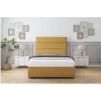Sloomy Texas Plush Divan Bed Base No Drawers - 54" Headboard in Mustard | Size: Single