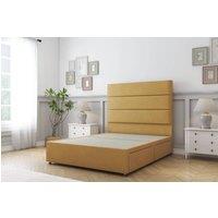 Sloomy Texas Plush Divan Bed Base 2 Drawers Foot-End - 54" Headboard in Mustard | Size: King