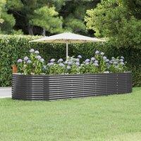 Berkfield Home Garden Raised Bed Anthracite 367x140x68 cm Powder-coated Steel in Black | Size: 367 x 140 x 68 cm