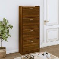 Berkfield Home Shoe Cabinet Brown Oak 63x24x147 cm Engineered Wood | Size: 63 x 24 x 147 cm