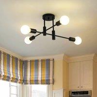 Garwarm 4-Light Mid Century Black Semi Flush Mount Sputnik Ceiling Light