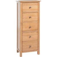 Berkfield Home Tall Chest of Drawers 45x32x110 cm Solid Oak Wood in Brown | Size: 45 x 32 x 110 cm