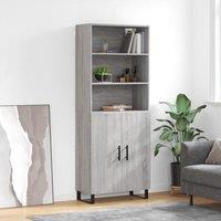Berkfield Home Highboard Grey Sonoma 69.5x34x180 cm Engineered Wood