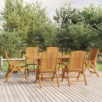 Berkfield Home 7 Piece Garden Dining Set Solid Wood Teak in Brown