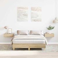 Berkfield Home Bed Frame No Mattress Sonoma Oak 140x190 cm Engineered Wood in Brown