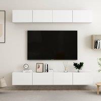 Berkfield Home TV Cabinets 4 pcs White 100x30x30 cm Engineered Wood | Size: 100 x 30 x 30 cm