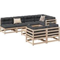 Berkfield Home 8 Piece Garden Sofa Set Solid Wood Pine in Brown