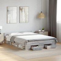 Berkfield Home Bed Frame with Drawers without Mattress Grey Sonoma 120x200 cm | Size: Small Double