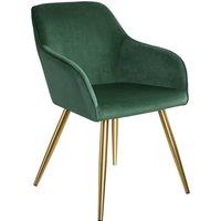 tectake Accent Chair Marilyn Per Piece - Dark Green/Gold in Dark Green | Size: 1 Pack