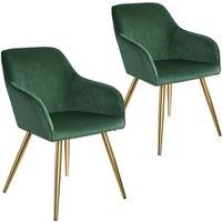tectake Accent Chair Marilyn Set Of 2 - Dark Green/Gold in Dark Green | Size: 2 Pack