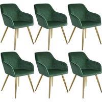 tectake Accent Chair Marilyn Set Of 6 - Dark Green/Gold in Dark Green | Size: 6 Pack