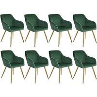 tectake Accent Chair Marilyn Set Of 8 - Dark Green/Gold in Dark Green | Size: 8 Pack