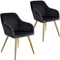 tectake Accent Chair Marilyn Set Of 2 - Black/Gold in Black | Size: 2 Pack