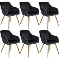 tectake Accent Chair Marilyn Set Of 6 - Black/Gold in Black | Size: 6 Pack