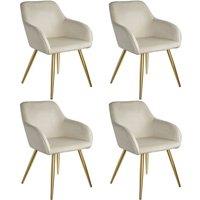 tectake Accent Chair Marilyn Set Of 4 - Cream/Gold in Cream | Size: 4 Pack