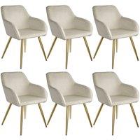 tectake Accent Chair Marilyn Set Of 6 - Cream/Gold in Cream | Size: 6 Pack