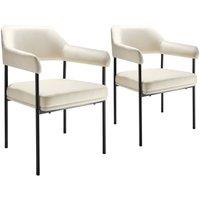 tectake Armchair Doe Set Of 2 - Velvet Look Off-White | Size: 2 Pack