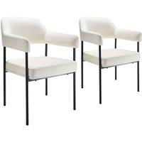 tectake Armchair Doe Set Of 2 - Woven Fabric Off-White/Black in Off-White | Size: 2 Pack