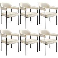 tectake Armchair Doe Set Of 6 - Woven Fabric Off-White/Black in Off-White | Size: 6 Pack