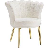 tectake Armchair Stella 1 - Faux Fur Cream/Gold in Cream | Size: 1 Pack