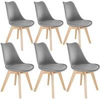 tectake Dining Chair Set Frederikke Set Of 6 - Grey | Size: 6 Pack