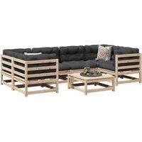 Berkfield Home 7 Piece Garden Sofa Set Solid Wood Pine in Brown